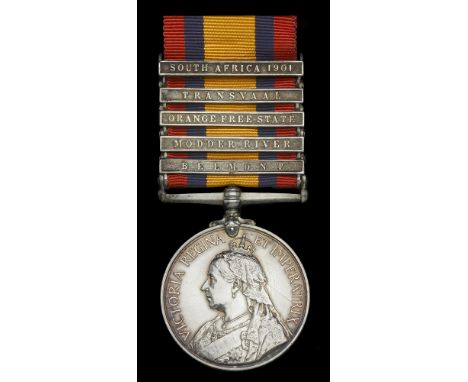 Queen’s South Africa 1899-1902, 5 clasps, Belmont, Modder River, Orange Free State, Transvaal, South Africa 1901 (274 Sgt. J.