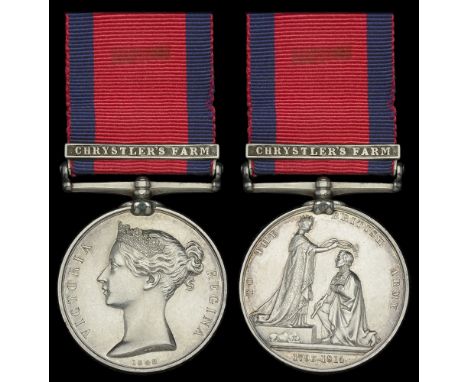 The rare M.G.S. medal for ‘Chrystler’s Farm’ awarded to Captain J. M. Shand, 89th Foot, one of only three officers of the reg