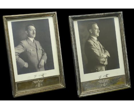 Two German Second War Adolf Hitler Presentation Photograph Frames. Two identical official photograph frames from the office o