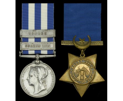 Pair: Private G. H. Critchlow, Royal Marine Light Infantry  Egypt and Sudan 1882-89, undated reverse, 2 clasps, Suakin 1885, 