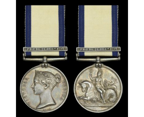 The extremely rare Naval General Service Medal awarded to John Joyce, Midshipman aboard the 36-gun frigate Phoebe at the capt