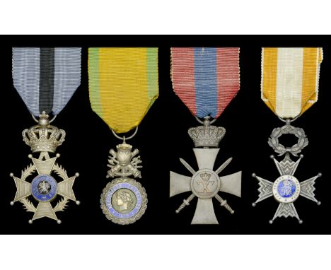 Belgium, Order of Leopold II, chevalier’s breast badge, silver and enamels; France, Third Republic, Medaille Militaire, silve