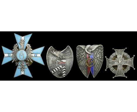 Poland, Republic, 6th Kaniowski Lancers Regiment Jetton, silver and enamel; 59th Wielkopolski Infantry Regiment Jetton, silve