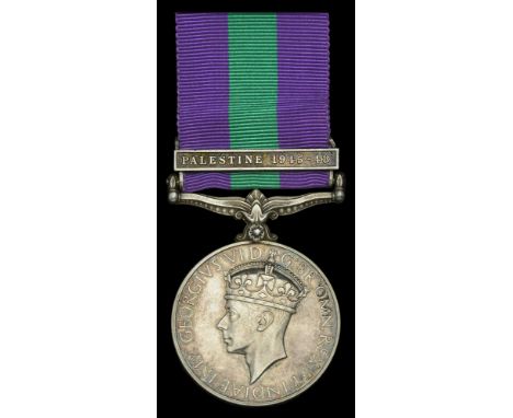 General Service 1918-62, 1 clasp, Palestine 1945-48 (14056063 Dvr. A. R. Cooper. R. Sigs.) extremely fine £40-£50  ---  Sold 