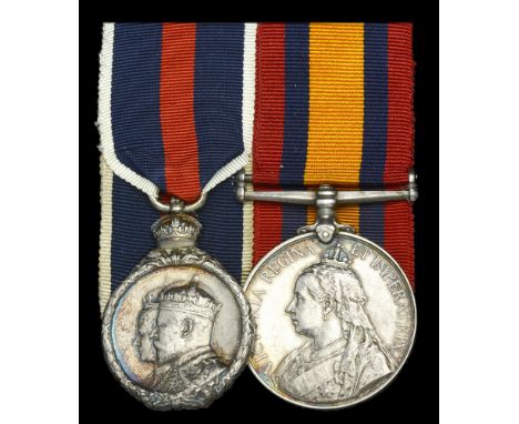 The Queen’s South Africa Medal pair awarded to Lord Cecil Manners, War Correspondent for the Morning Post, who was taken pris