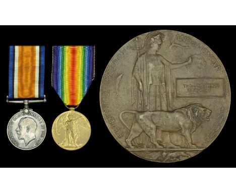 Pair: Private T. W. Kitchen, 5th Battalion, Oxfordshire and Buckinghamshire Light Infantry, who died of wounds in France on 1