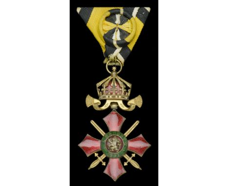 Bulgaria, Kingdom, Order of National Merit, Military Division, Officer’s breast badge, 77mm including Imperial Crown suspensi