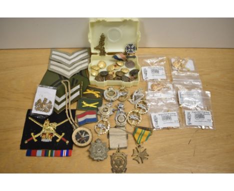 Military badges and buttons including WW2 period King's Crown British Pioneer Corps cap badge complete with pin, another for 