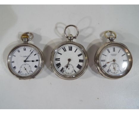 A gentleman's silver hallmarked pocket watch, Roman numerals on a white dial scribed J.M.Skarratt Worcester, Swiss movement, 