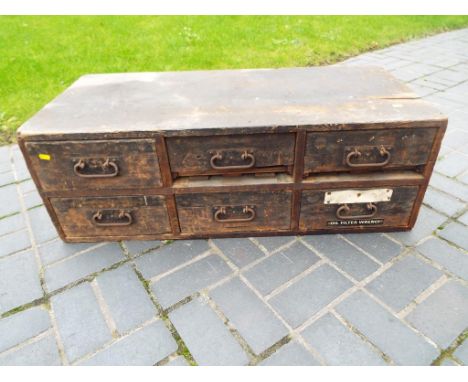 A good quality vintage six drawer storage chest, approximate height 36 cm x 108 cm x 50 cm