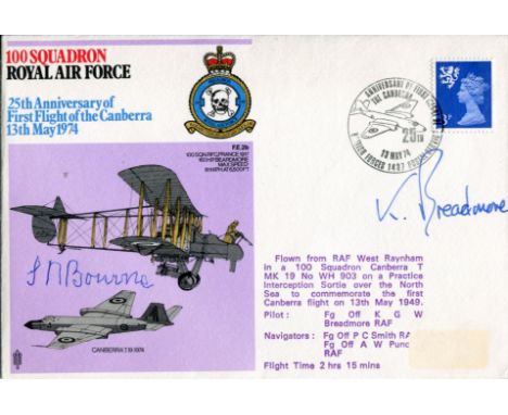 GREAT WAR CREW: RAF 100 Squadron cover signed by Lt S. N Bourne who flew as observer with Lt A. R Kingsford with 100 Squadron