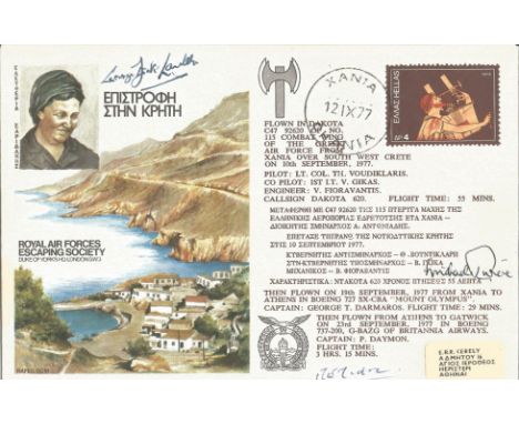 G A Dick-Lauder, R W Madoc, and Michael Riviere signed special Escape from Crete RAF escapers cover RAFES SC18aA5. 4ap Greek 