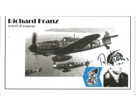World War Two Richard Franz 6x4 signed b/w montage photo. Richard Franz was born on 10 October 1922 at Duren. Franz was servi