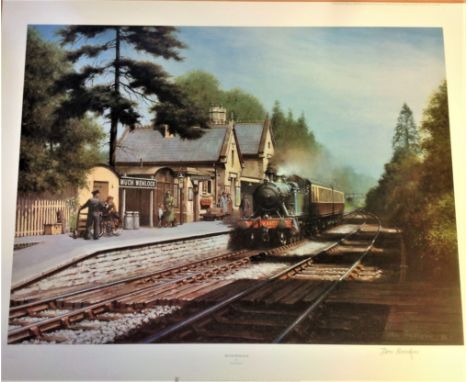 Railway Print approx 22x27 titled Much Wenlock signed in pencil by the artist Don Breckon. This reproduction is one of a sing