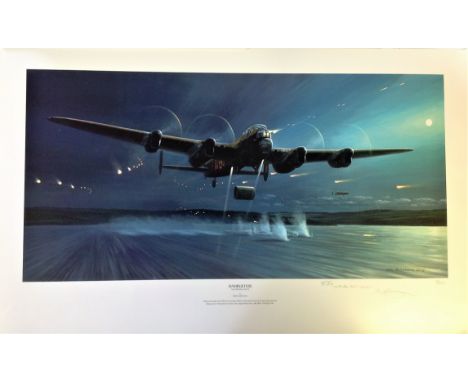Dambusters World War Two Print 17x28 titled Dambusters The Opening Shots by the artist Mark Postlethwaite signed by the artis