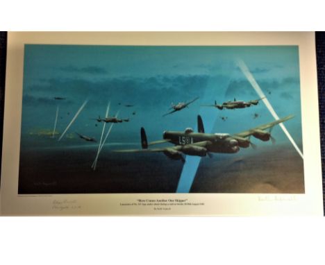 World War Two 12x18 print titled "Here Comes Another One Skipper " by the artist Keith Aspinall signed in pencil by the artis