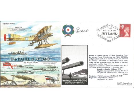 Great War flown cover The Battle of Jutland 31 May 1916 signed by Squadron Leader R. G Geddes BSc RAF PM The Battle of Rutlan