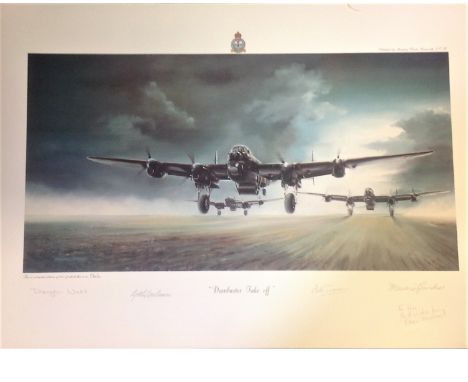  World war Two print 14x20 from Bill Townsend collection titled Dambusters Take Off by the artist Maurice Gardner signed by t