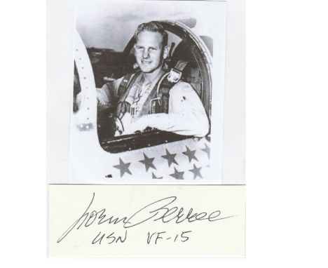 Signature of US Navy ace LIEUTENANT NORMAN R. BEREE 9 kills Pacific air war. Good condition Est.