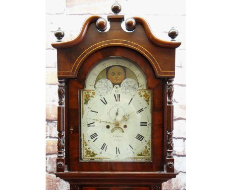 19TH CENTURY SHROPSHIRE MAHOGANY EIGHT-DAY LONGCASE CLOCK, J. Savage, Salop, 13.5 inch painted Roman dial with moon phase in 