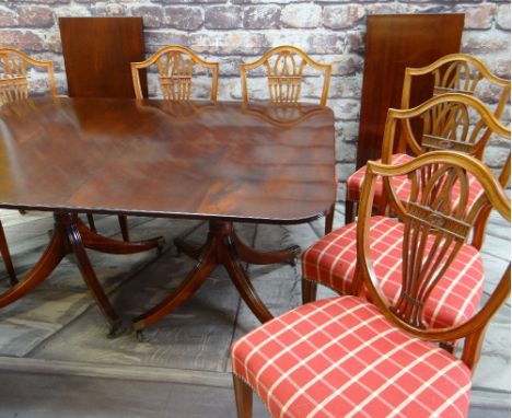 WILLIAM TILLMAN GEORGIAN-STYLE MAHOGANY DINING SUITE, c. 1975, comprising a 'Sheraton model' twin pedestal dining table with 