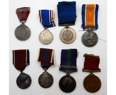 A lot comprising a WWI medal to 7545 Pte. E Greenoak, 13 Cond. R., a Victorian Jubilee medal 1897 to P. C. G. Mulvany, P. Div