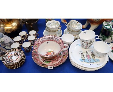 Six Royal Crown Derby coffee cans and saucers, pattern no 2451, six Paragon Coronation cups and saucers, six 1950's Foley Gay