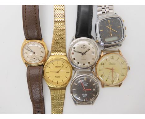 A 9ct gold gents vintage watch and a collection of gents watches to include Rotary GT, Berosa, Tissot etc Condition Report: N