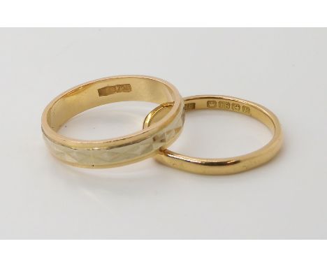 An 18ct gold Italian made wedding ring, size N1/2, together with another size M, 5gms weight combined Condition Report: Avail