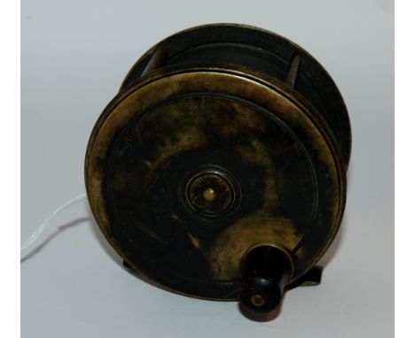 A vintage Charles Farlow &amp; Co patent lever brass reel, No ??65, 10cm diameter Condition Report: Available upon request