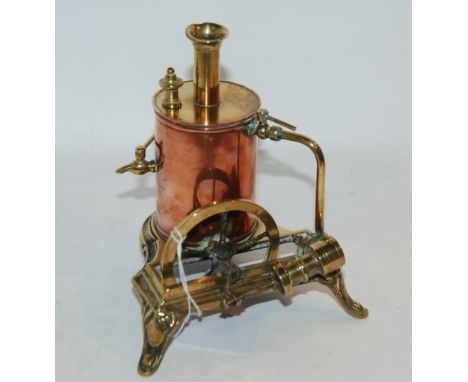 A copper and brass steam engine, 15cm high Condition Report: Available upon request