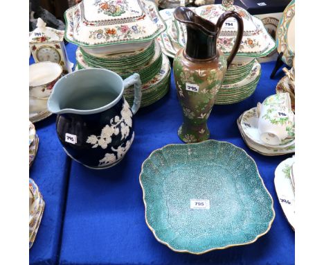 A Royal Worcester shagreen pattern dish, a Doulton Slaters Patent jug and a Copeland Spode ale jug Condition Report: Availabl
