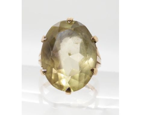 A 9ct gold smoky quartz ring, size J1/2 approx, weight 7.1gms Condition Report: Mount all good shank slightly bent out of tru