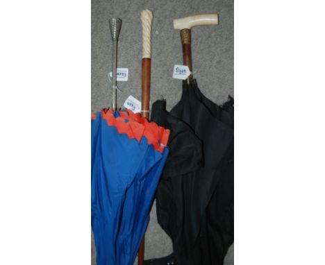 Two parasols and vintage cane (3) Condition Report: Available upon request