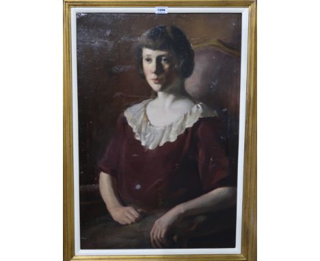 BRITISH SCHOOL Portrait of a girl seated, head and shoulders, oil on canvas, 78 x 52cm Condition Report: Available upon reque