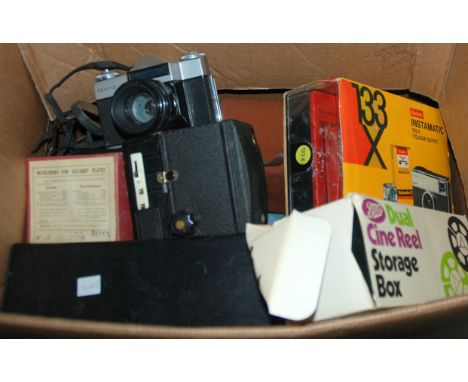 A box of miscellaneous including camera, Pye cased record player etc Condition Report: Available upon request