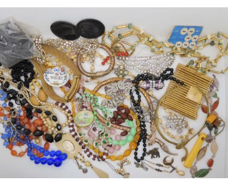 A Time Chain cuff watch, snake necklace, vintage beads and embellishments Condition Report: No condition report available for