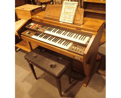 GEM F2OL organ with Leslie speaker and drum 8 extras, with stool. Working order