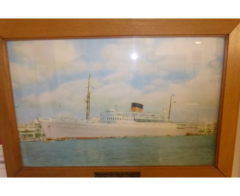 *AN ADVERTISING COLOUR PRINT S.S. 'Rhodesia Castle'  A Union Castle Cabin Class Ship (17,000 tons) in The Round Africa Servic