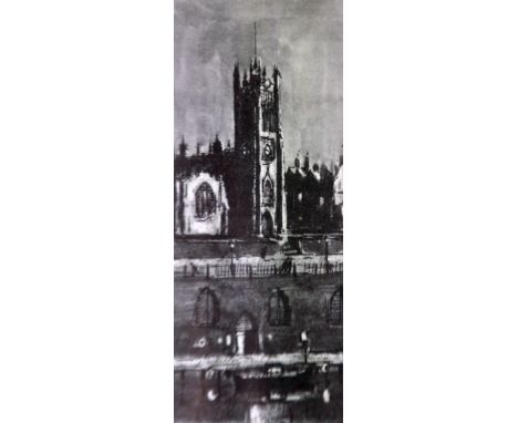 HAROLD RILEY (b. 1934) ARTIST SIGNED LIMITED EDITION BLACK AND WHITE PRINT Cathedral Signed, numbered (50/100) and dated (19)