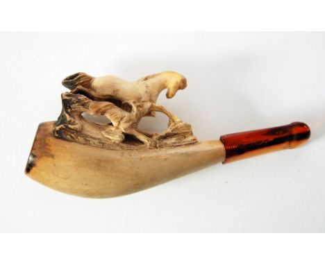 MEERSCHAUM PIPE CARVED WITH A HORSE (A.F.) 