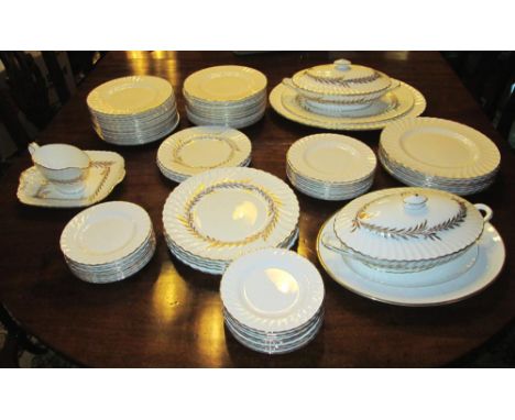 DINNER SERVICE, fine English bone China including dinner, breakfast, tea and serving plates, two lidded tureens and gravy boa