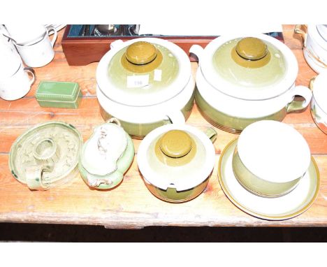 Mixed Lot: Denby dinner wares together with pottery chamber stick etc
