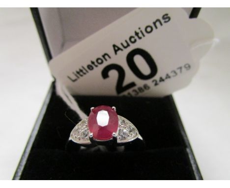 White gold ruby & diamond set ring