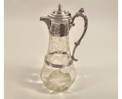 CLARET JUG.
A Victorian claret jug, with fern etching. Height 29cm.