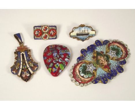 ENAMEL ETC.
An enamelled R.M.S. Teutonic brooch, an enamelled pendant/locket, the reverse a photo compartment with a tin type