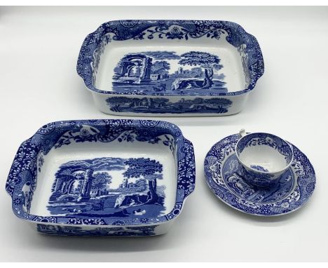 A collection of Spode blue Italian including two oven dishes 