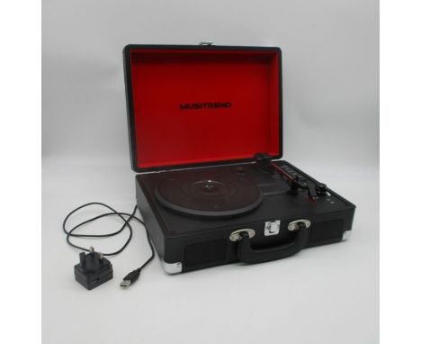 A Musitrend portable vinyl record player, USB compatable.