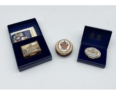 Three Halycon days enamel trinket boxes 
