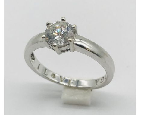 A 9ct white gold solitaire dress ring, total weight 2.5g